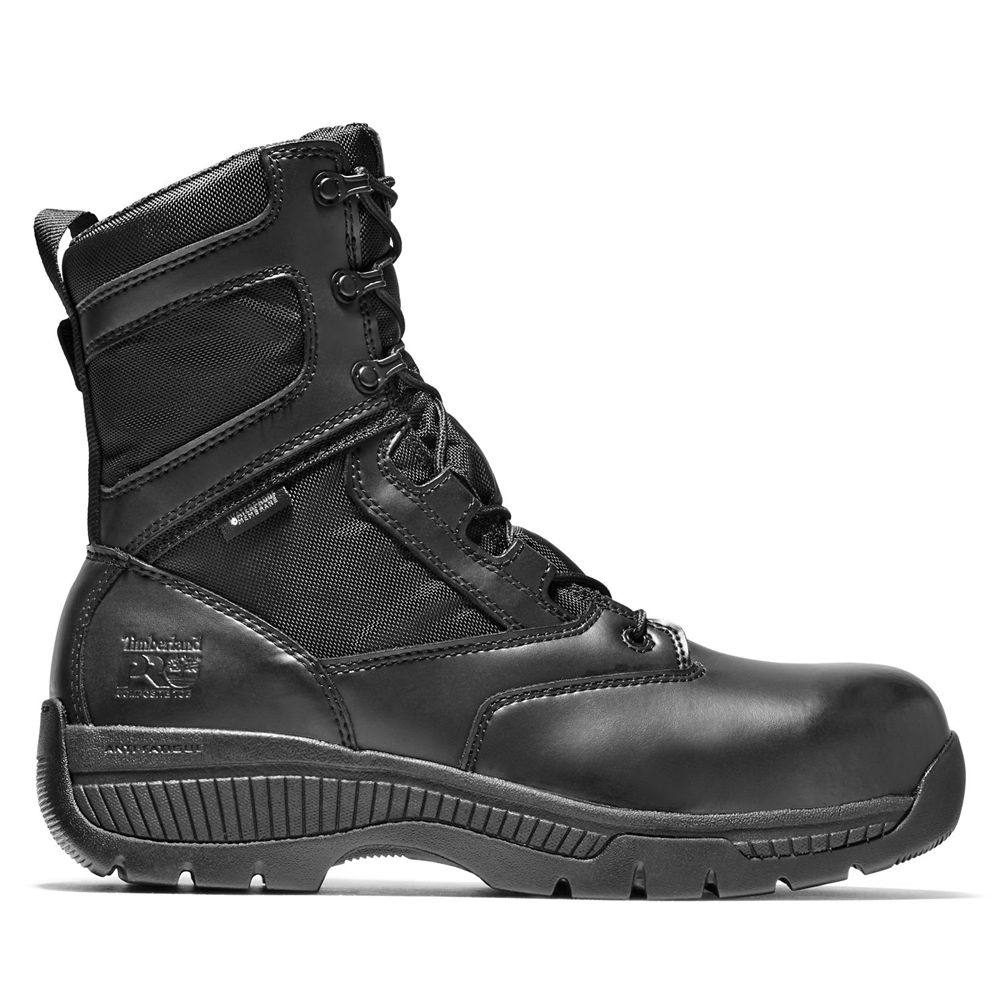 Timberland Mens Pro Boots Valor™ Duty 8" Side-Zip Comp Toe - Black - India ZL9701256